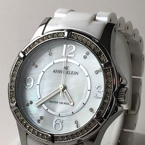 Stunning Anne Klein White Ceramic Watch MOP Dial
